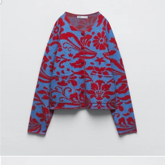 Zara jacquard knit cardigan size L | Poshmark