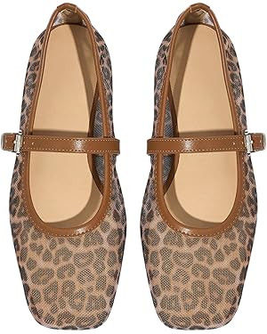 Milumia Women's Mesh Ballet Flats Comfortable Dressy Trendy Square Closed Toe Maryjane Flat Shoes | Amazon (US)