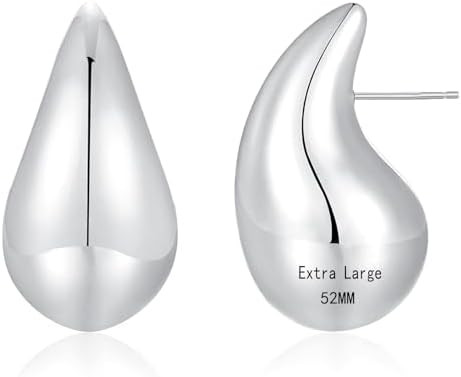 Apsvo Chunky 14K Gold Plated Hoop Earrings for Women, Lightweight Waterdrop Hollow Open Hoops, Hy... | Amazon (US)