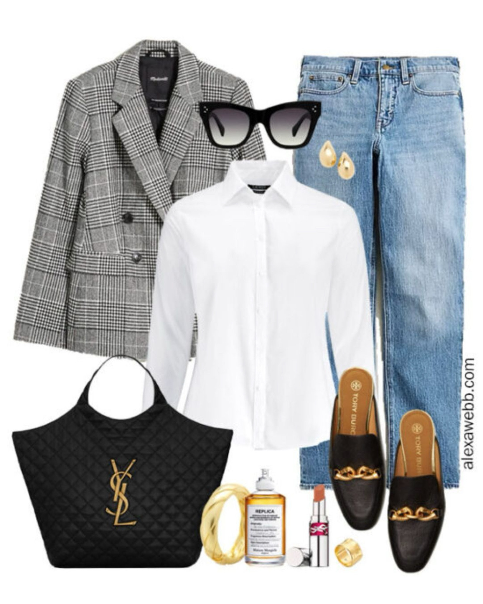 Plus Size Glen Plaid Blazer Outfits - Casual Look 1 - A casual outfit idea with jeans and mules for fall and winter by Alexa Webb

#LTKPlusSize #LTKStyleTip #LTKSeasonal