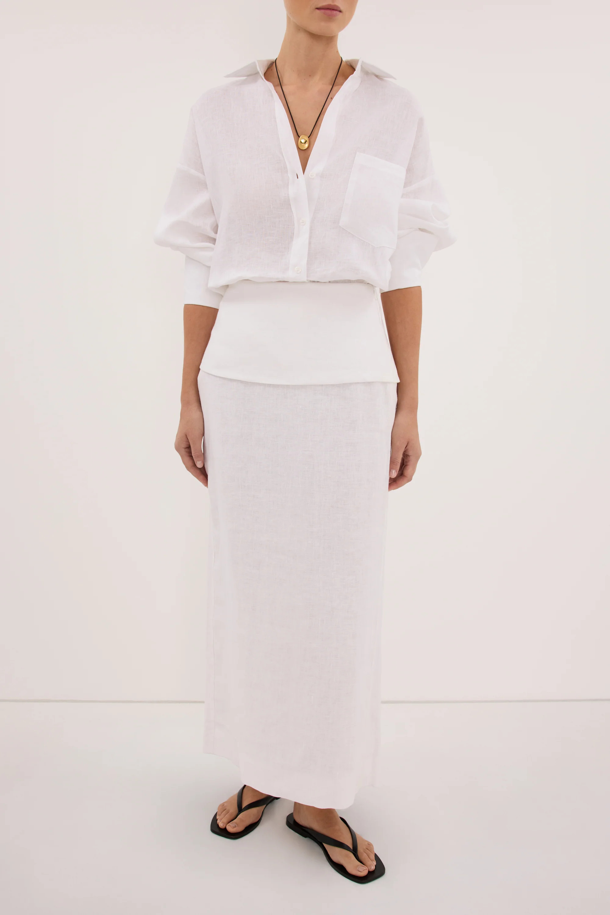 YARA WHITE LINEN FOLDOVER SKIRT | DISSH