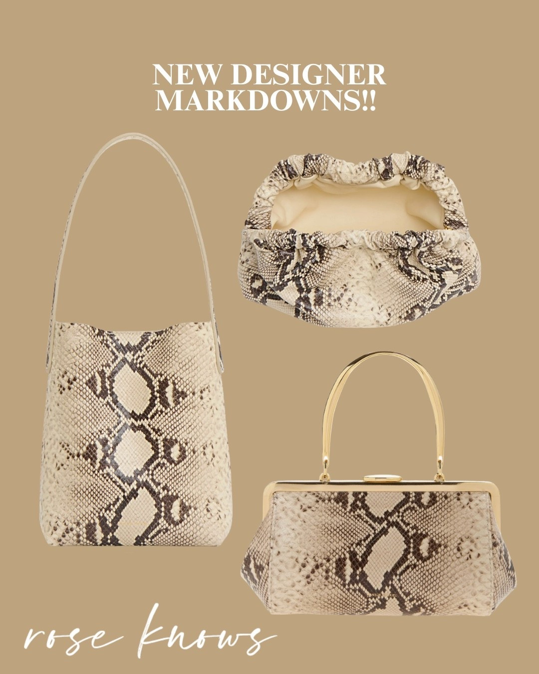 Will sell out!! 
Snakeskin handbags 
Clutches and totes

#LTKSaleAlert #LTKWedding #LTKTravel