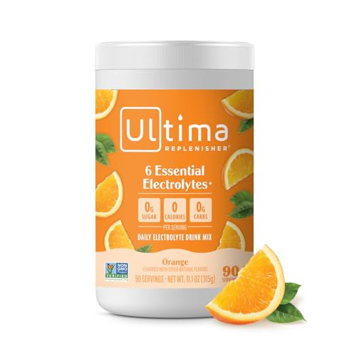 Ultima Replenisher Daily Electrolyte Powder Drink Mix – Sugar Free – Orange, 90 Servings – Hydration Powder with 6 Key Electrolytes and Trace Minerals – Keto Friendly, Vegan, Non-GMO | Amazon (US)