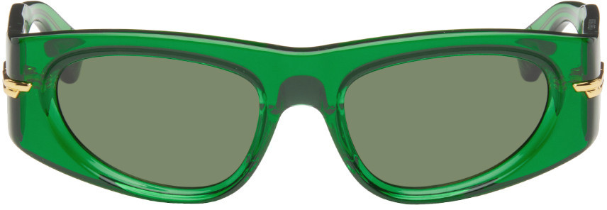 Bottega Veneta Green Cat-Eye Sunglasses | SSENSE