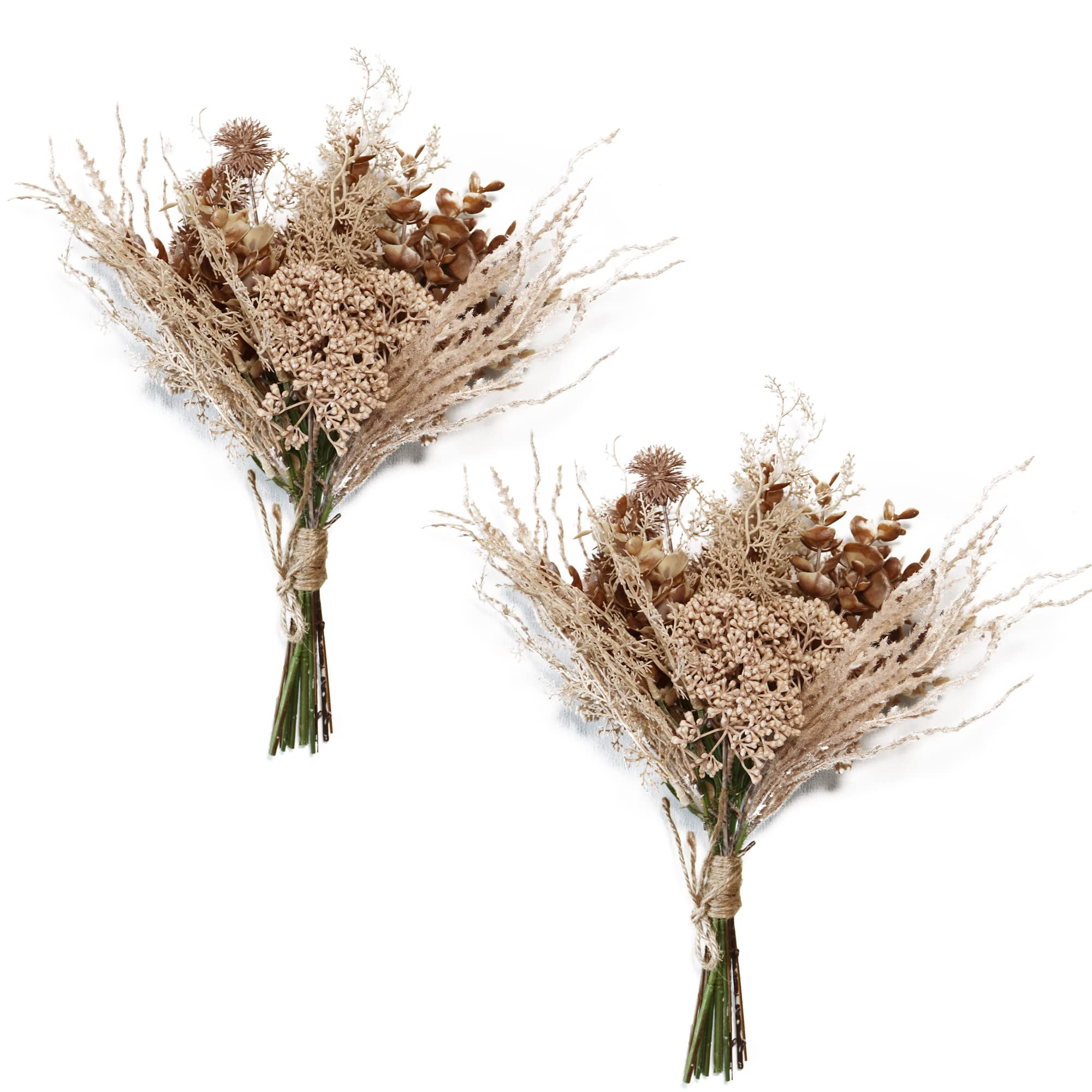 2 Pack Boho Artificial Flowers Plants Bouquet Decoration 13.8inch, Fake Plastic Brown Eucalyptus ... | Amazon (US)