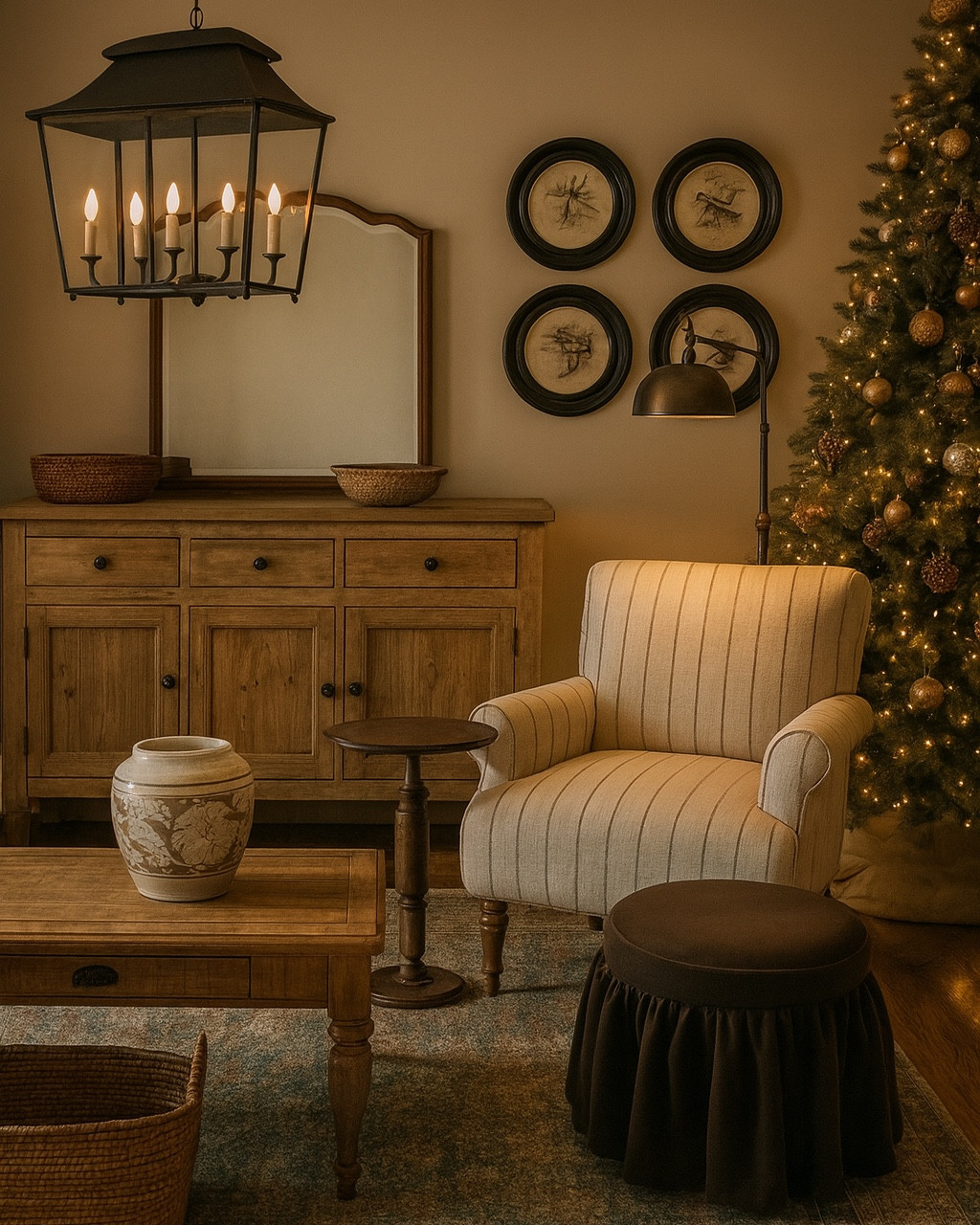 Love this moody style living room, created by me the actual mood board is the second photo for reference, sideboard, accent chair, coffee table, home decor, Wayfair, vintage framed art, lantern, pendant, light, vintage style

#LTKStyleTip #LTKSaleAlert #LTKHome