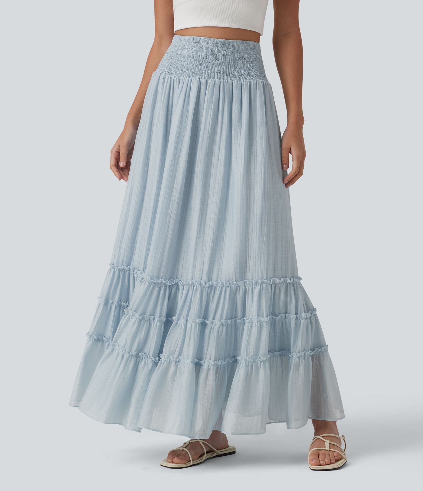 Women\u2019s High Waisted Flowy Tiered Maxi Resort Skirt - Halara | HALARA
