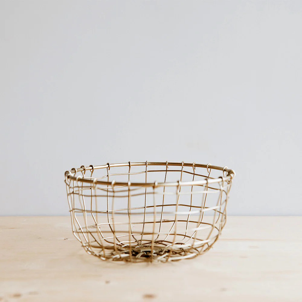 Short Round Brass Wire Basket - Small | Roan Iris