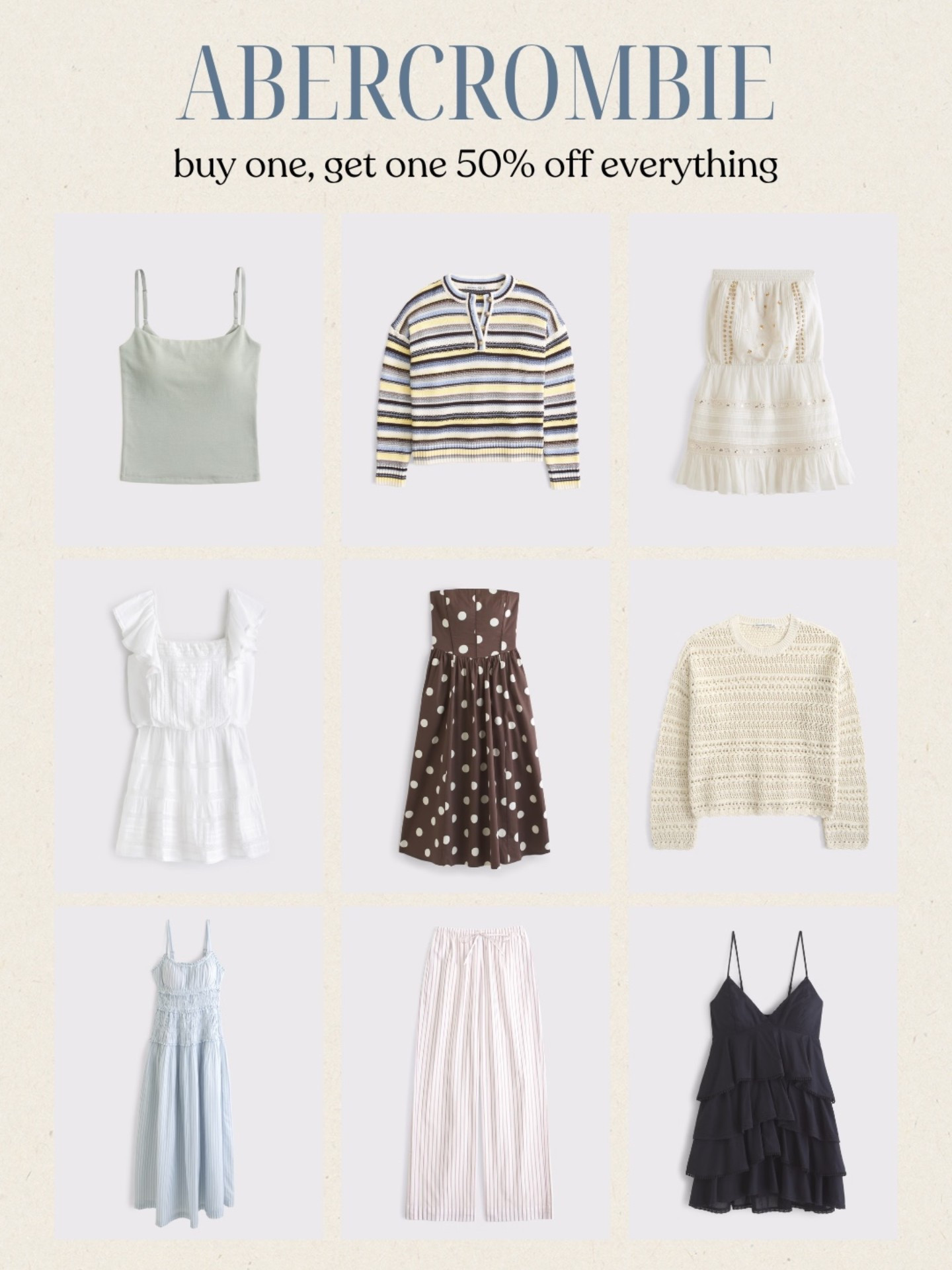 [4/16/26] @abercrombie buy one get one 50% off everything! these are 100% cotton pieces ✨🤍

#LTKootd #LTKSeasonal #LTKSaleAlert