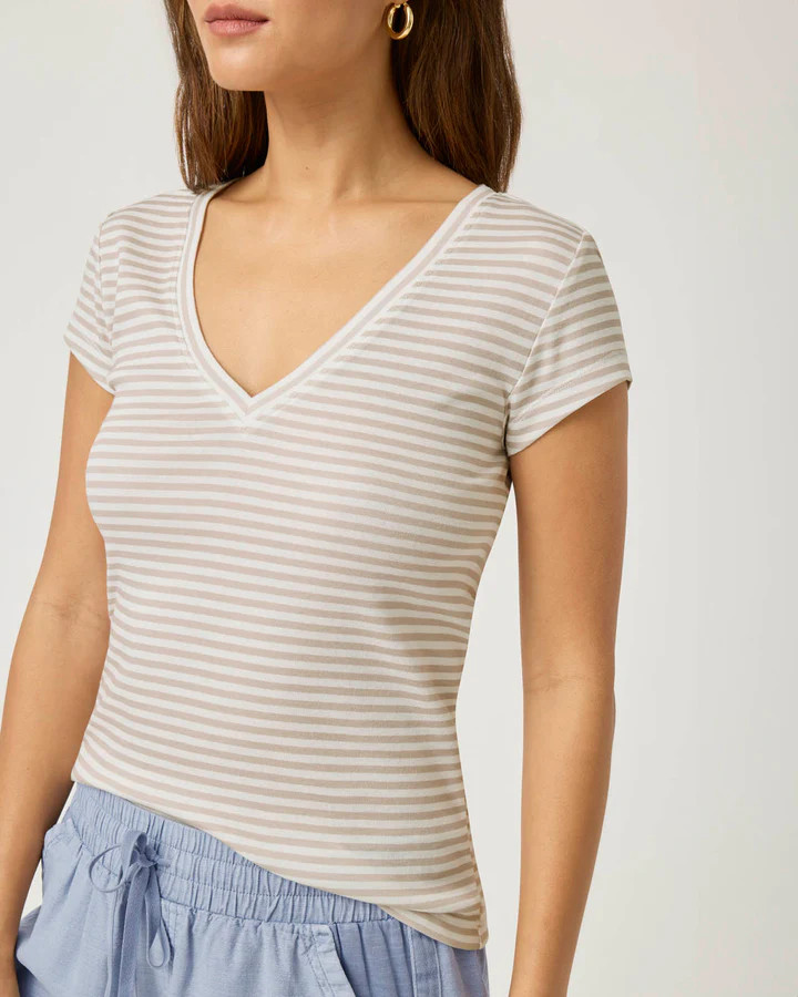Faye Stripe V-Neck Stripe Tee | Splendid