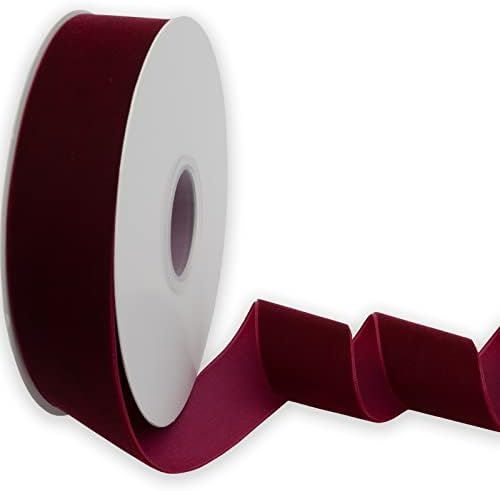 XMRIBBON Wine Velvet Ribbon Single Sided, 1 1/2 Inch by 10 Yards Spool | Amazon (US)