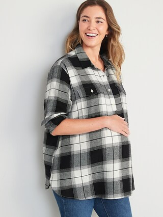 Maternity Plaid Flannel Boyfriend Shirt | Old Navy (US)