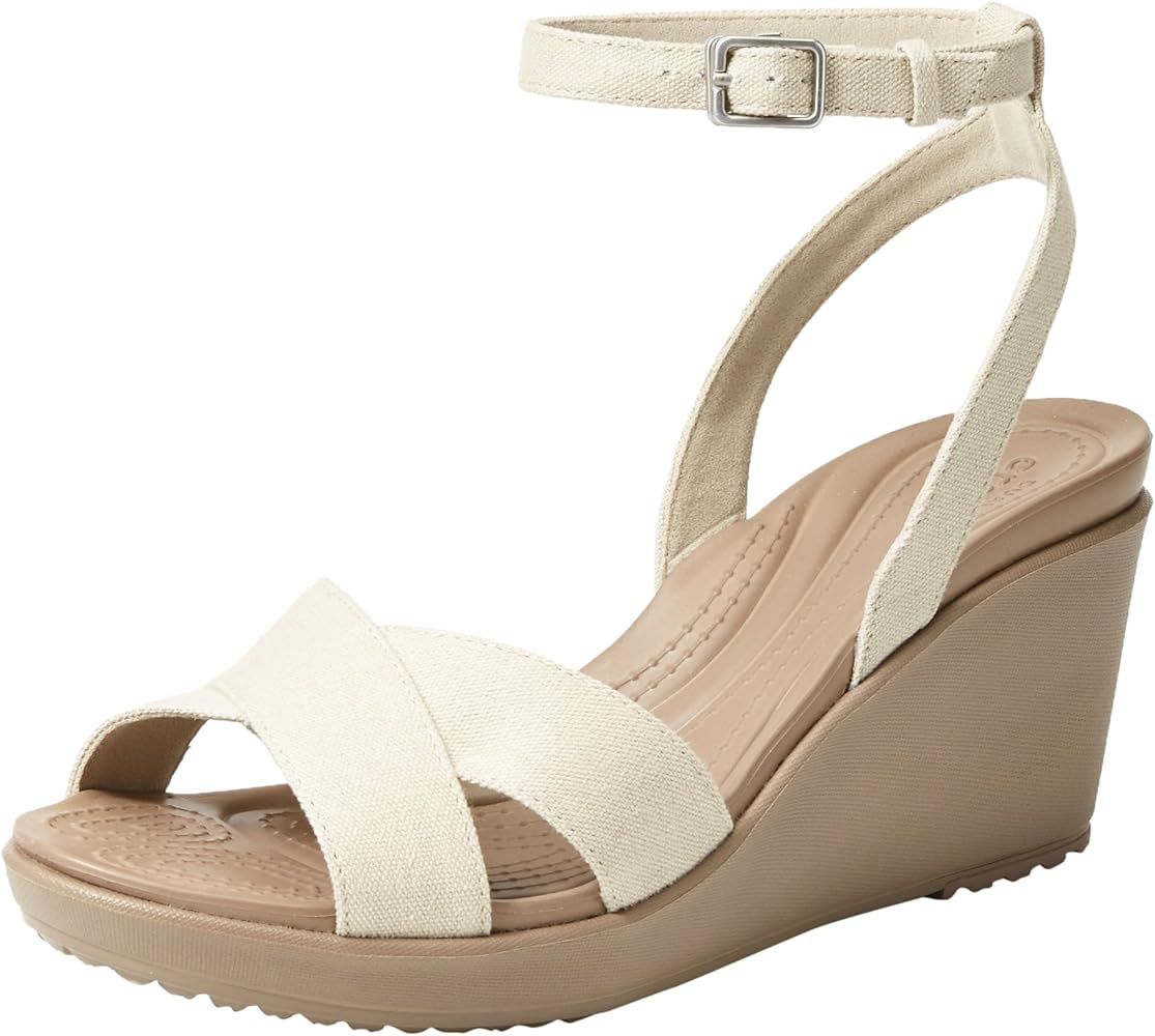 Crocs Women's Leigh II Adjustable Ankle Strap Wedge Comfort Sandal | Amazon (US)