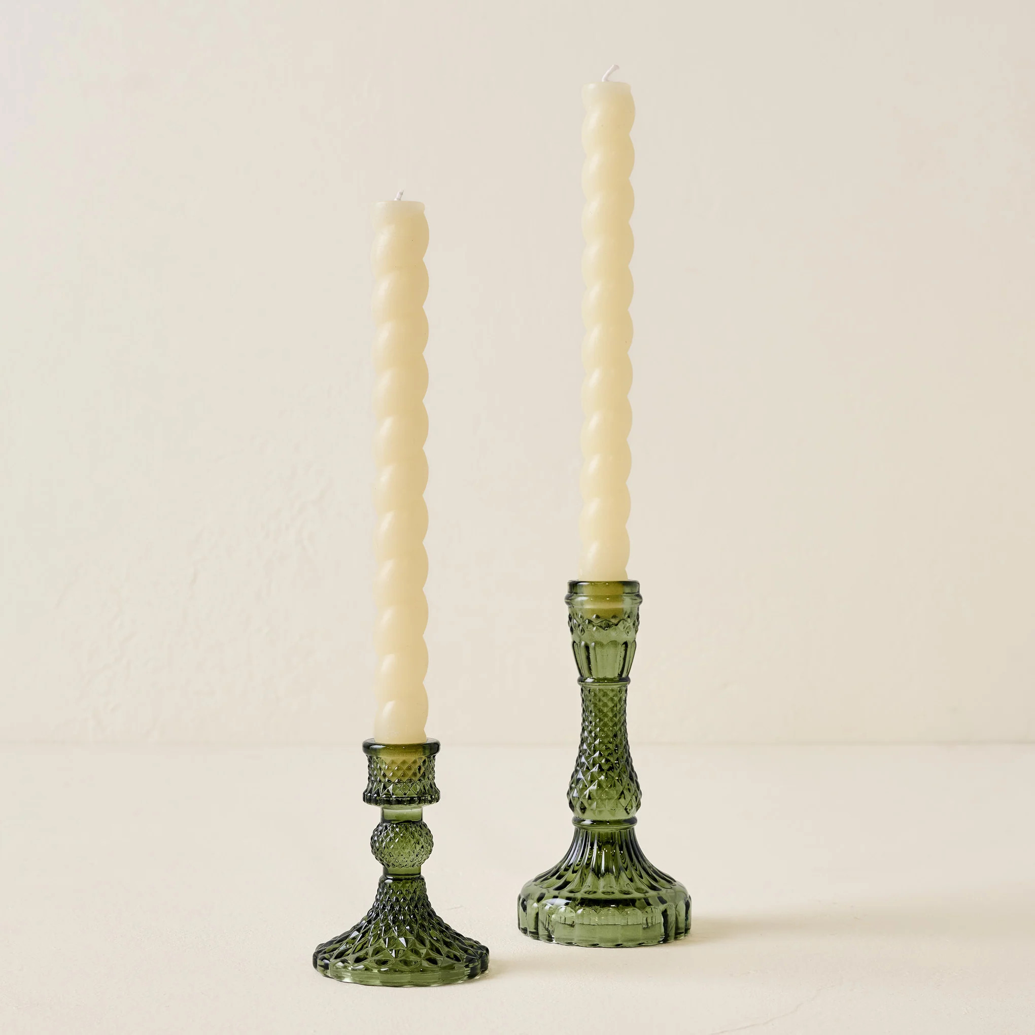 Antique Green Glass Taper Holder | Magnolia