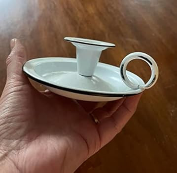 White Enamel Taper Candle Holder | 5 Inch | Vintage Farmhouse Style | Amazon (US)