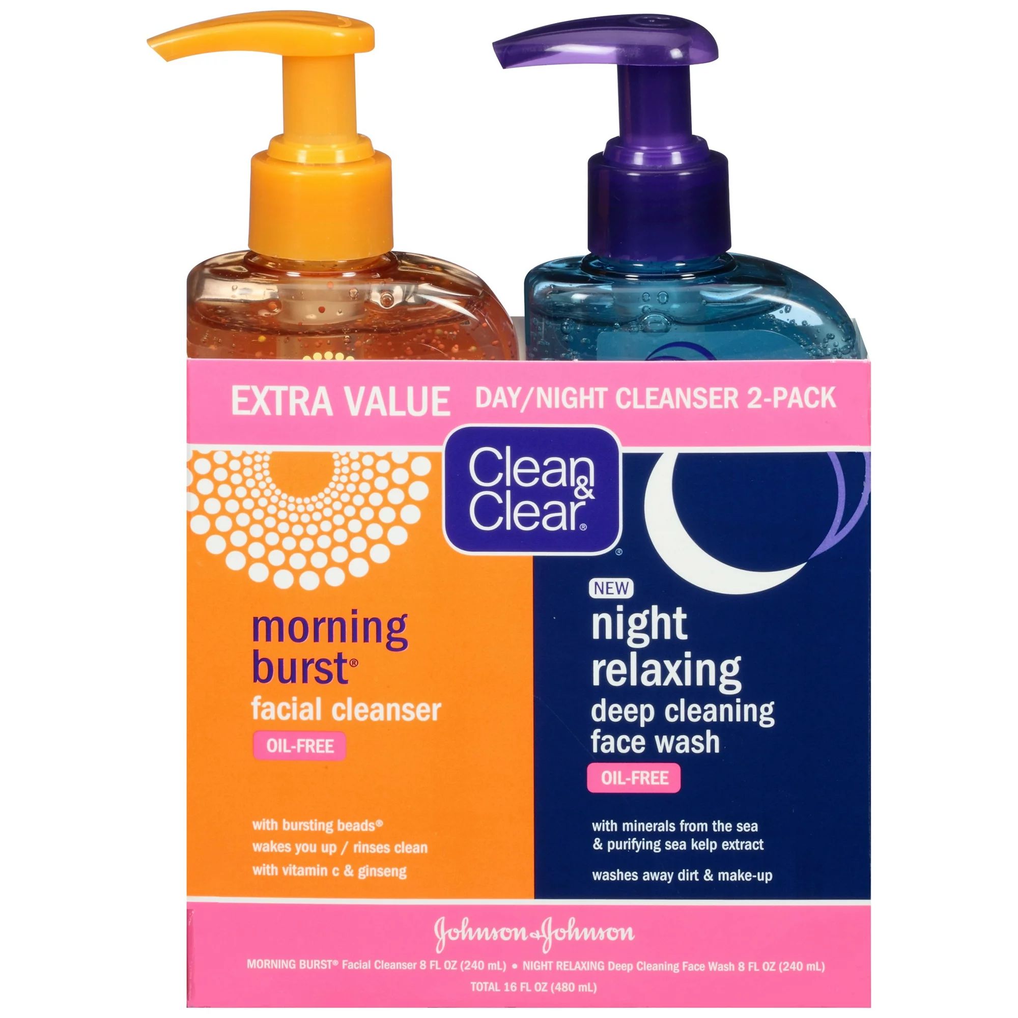 Clean & Clear 2-Pack Day & Night Face Wash, Oil-Free & Hypoallergenic | Walmart (US)