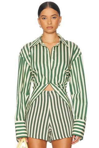 SIMONMILLER Loch Poplin Button Up Top in Green | FWRD 