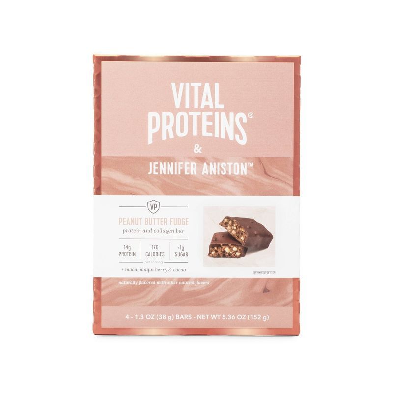 Vital Proteins x Jennifer Aniston Collagen+Protein Bars - Peanut Butter Fudge - 4ct | Target