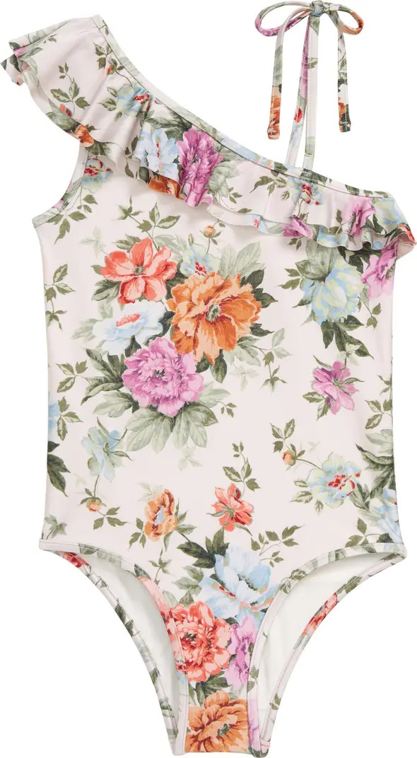 Zimmermann Kids' Pattie Frill One-Shoulder One-Piece Swimsuit | Nordstrom | Nordstrom