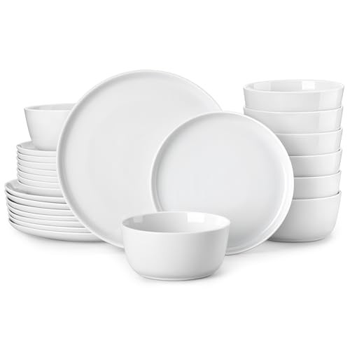 MALACASA 24 Pieces Gourmet Porcelain Dinnerware Sets, Premium Plates and Bowls Set, High-Fired Ce... | Amazon (US)