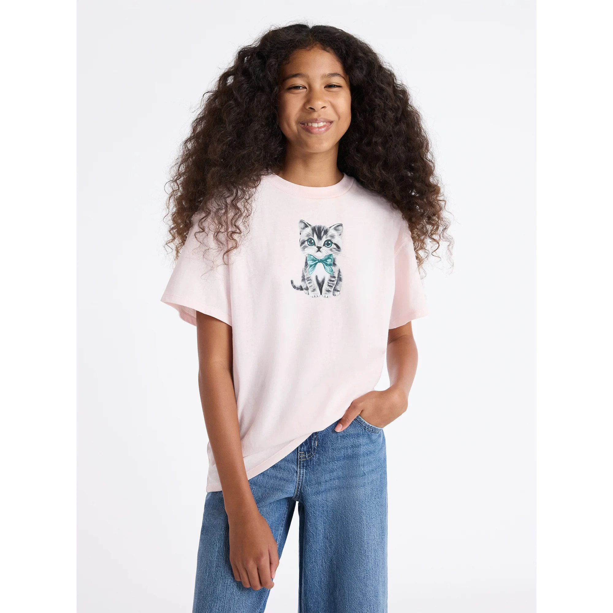 Weekend Academy Girls Short Sleeve Boxy Graphic T-Shirt, Sizes 4-18 | Walmart (US)