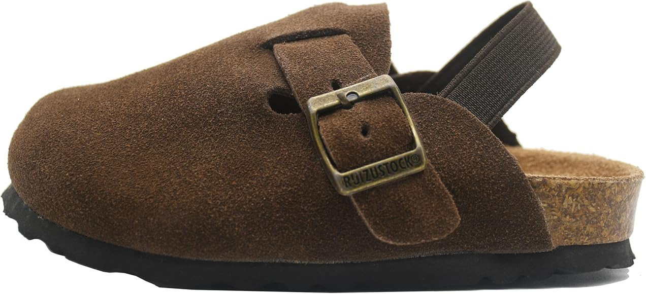 Kids Suede Clogs Toddler Clogs Boys Girls Sandals Cork Adjustable Buckle Mules Kid Slippers Flat ... | Amazon (US)