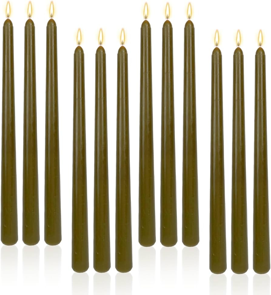 Olive 12 Inch Taper Candles Unscented Smokeless Long Tall Tapered Candle for Candlesticks Sticks ... | Amazon (US)