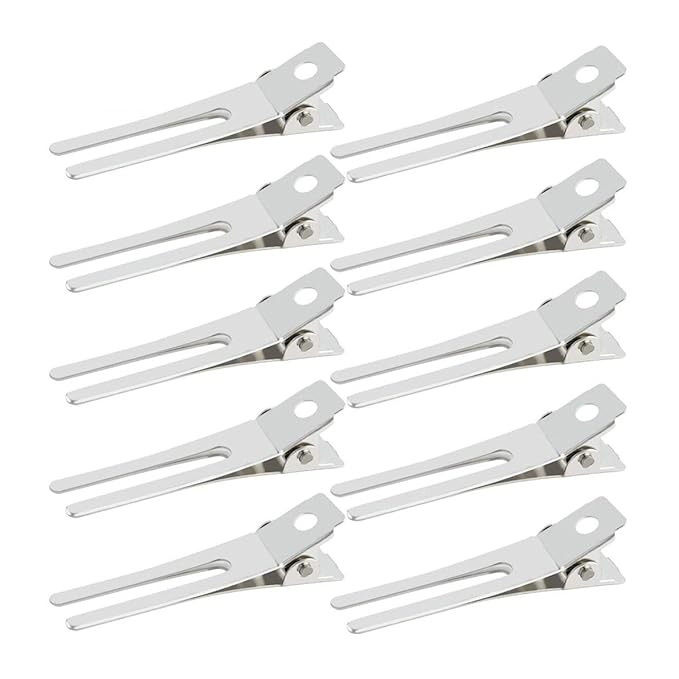 50pcs Hairdressing Double Prong Curl Clips, Wobe 1.8" Setting Section Hair Clips Metal Alligator ... | Amazon (US)