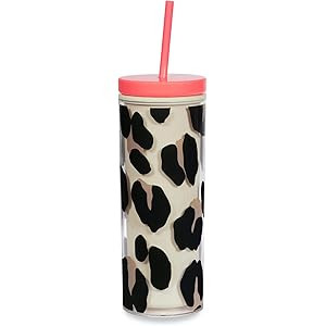 Kate Spade New York Insulated Tumbler with Reusable Straw, Leopard Print 20 Ounce Acrylic Travel Cup | Amazon (US)