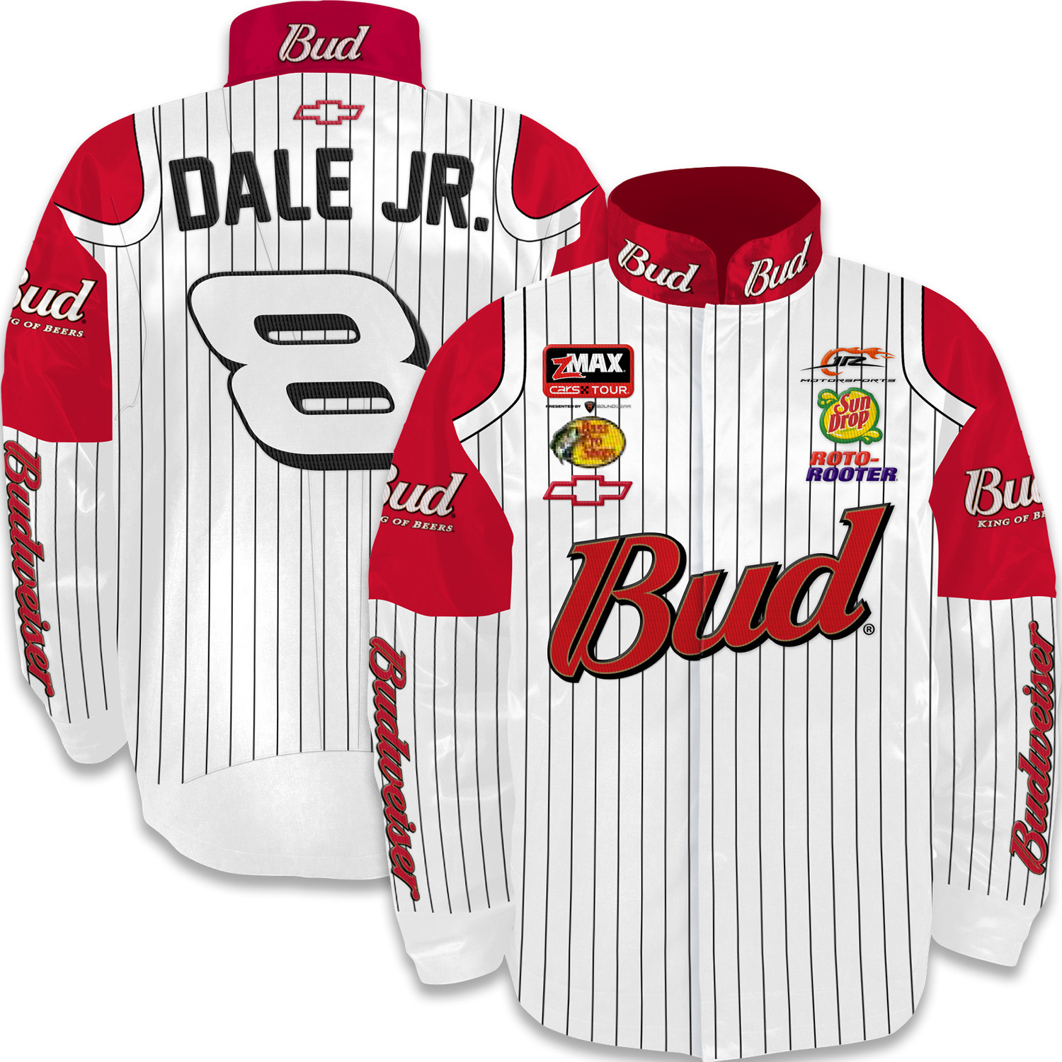 Men's JR Motorsports Official Team Apparel White/Red Dale Earnhardt Jr. Budweiser Uniform Full-Snap Jacket | Fanatics
