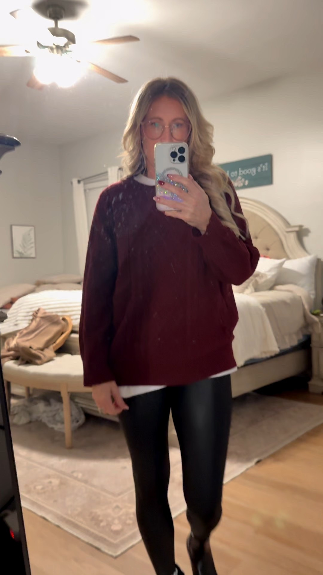 Night out with the girls!!  Love these pleather leggings so comfy and cute!!  Mixed with an oversized sweater it’s the perfect night out outfit!

#LTKselfcare #LTKmomlife #LTKSeasonal
