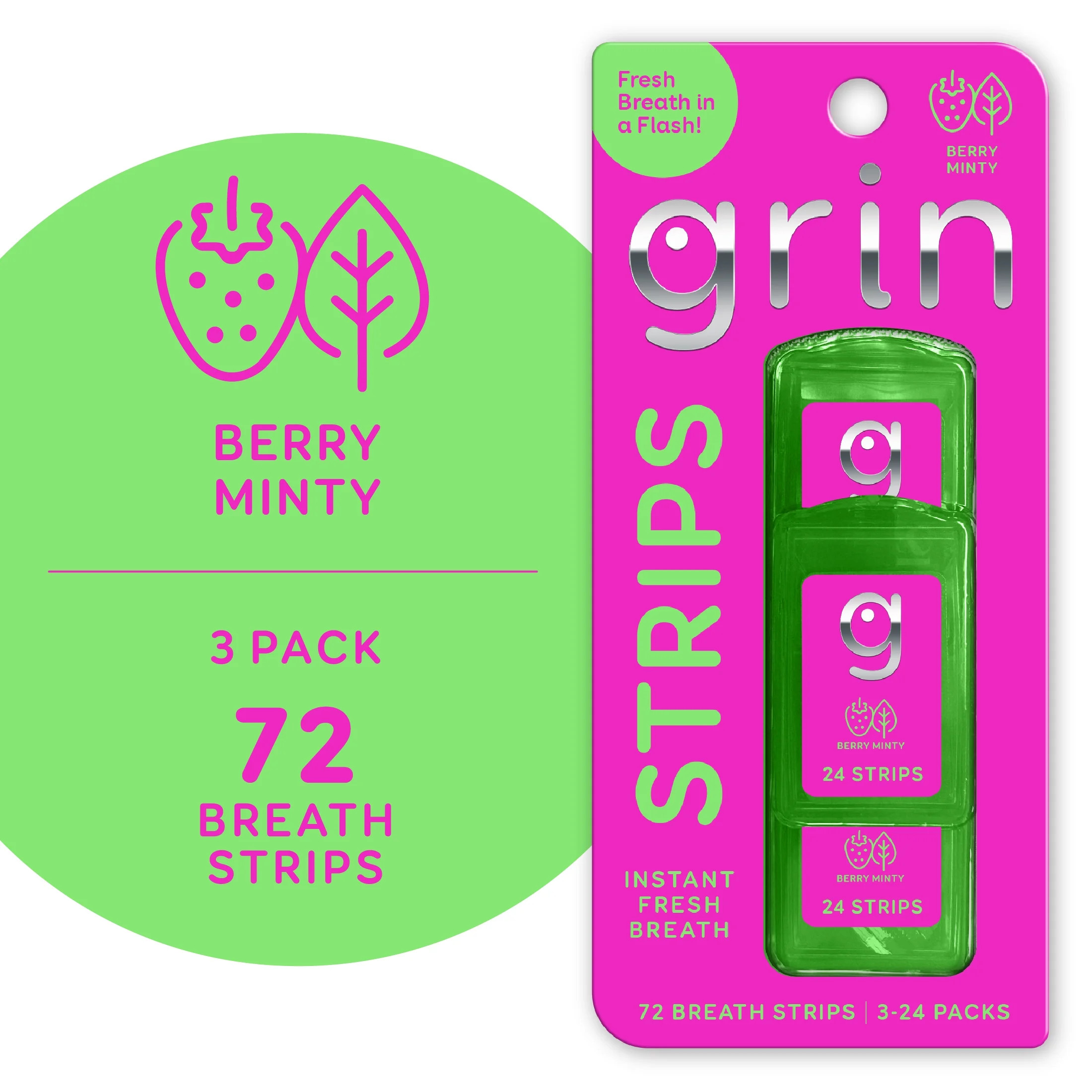 Grin Berry Minty Breath Strips - 72 ct | Walmart (US)