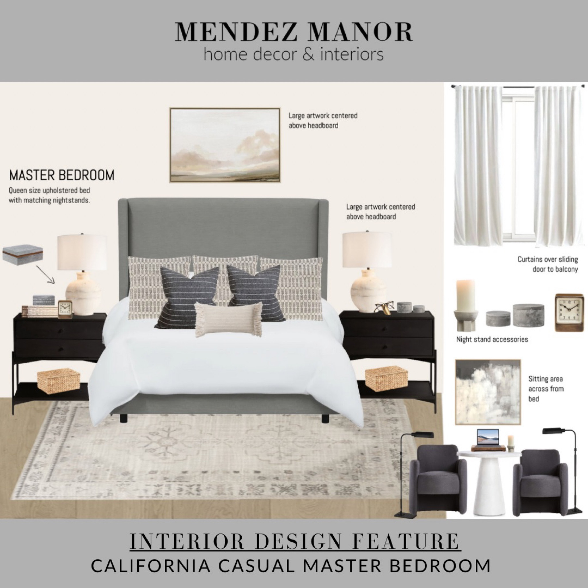 California casual master bedroom design for my client in Foothill Ranch. 

#bedroom #guestbedroom #masterbrdroom #queenbed #nightstands #bedroomrug

#LTKhome