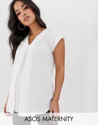 ASOS DESIGN Maternity v neck origami blouse | ASOS (Global)