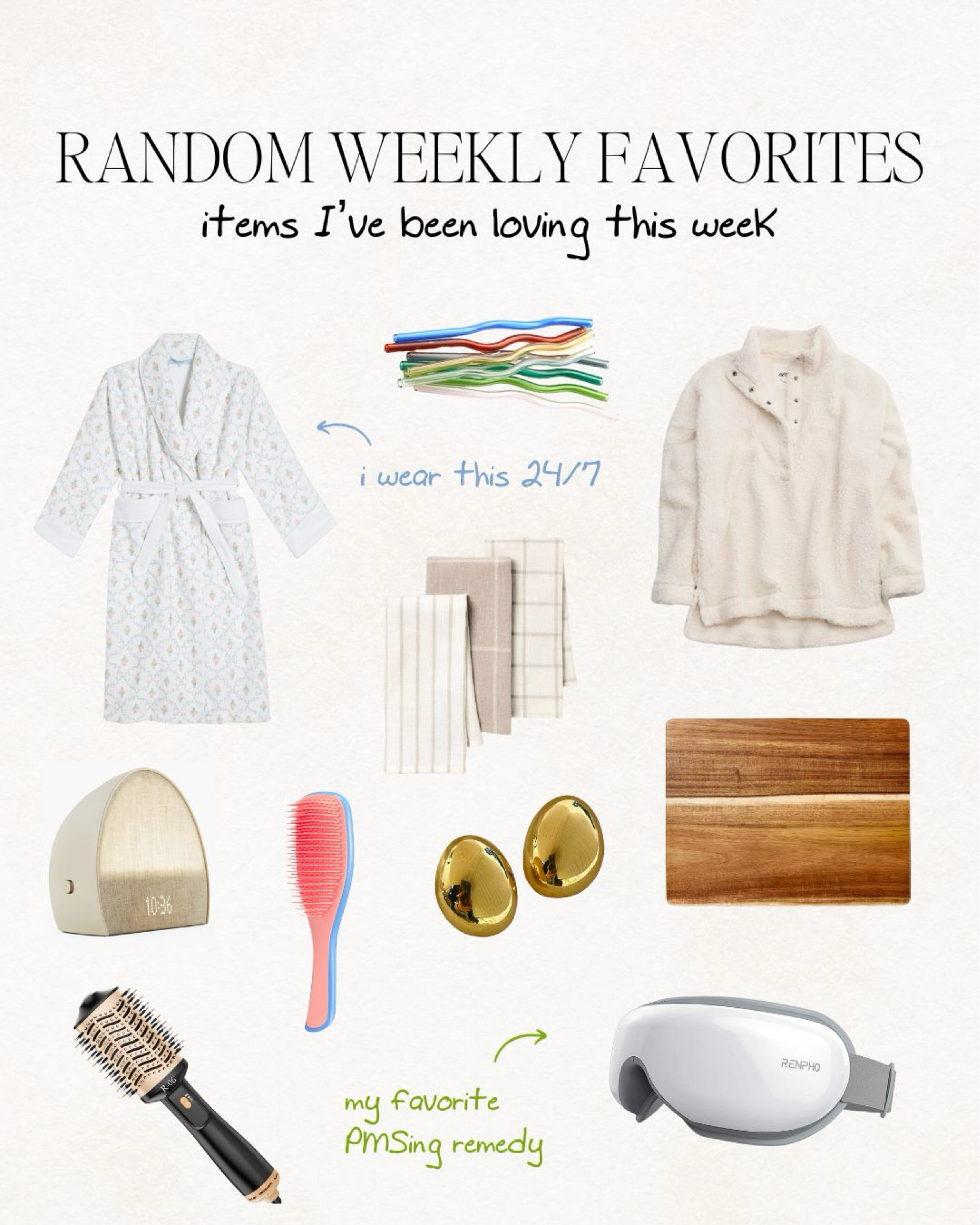 bathrobe, robe, Sherpa, sherpa sweater, glass straws, kitchen, hosting, cutting board, gold earrings, hatch, Nordstrom, target, amazon, period, headache, hair tools, hair brush, hair accessories, kitchen towels 

#LTKsalealert #LTKfindsunder100 #LTKhome