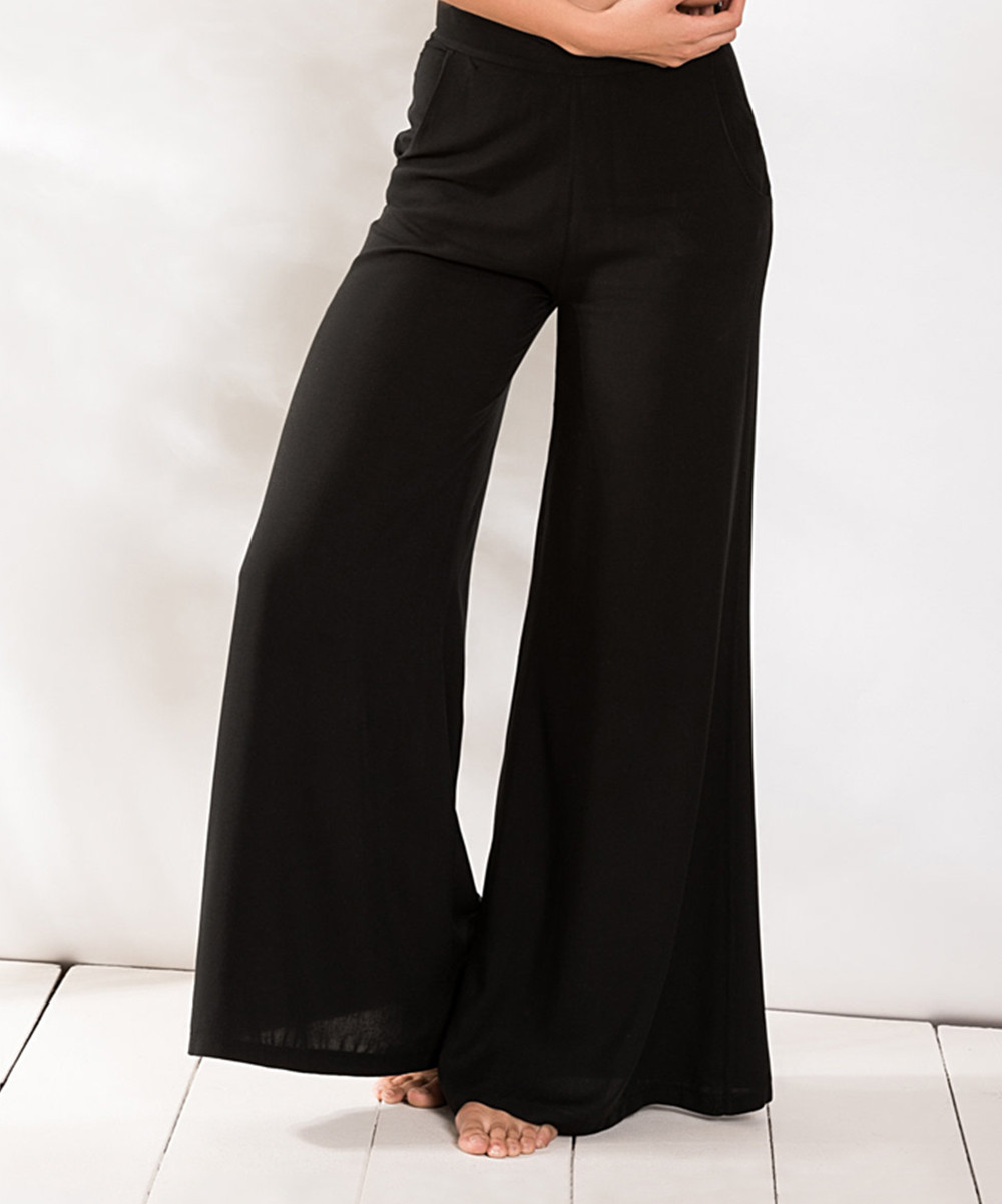 Milan Kiss Women's Casual Pants BLACK - Black Flare Pants - Women | Zulily