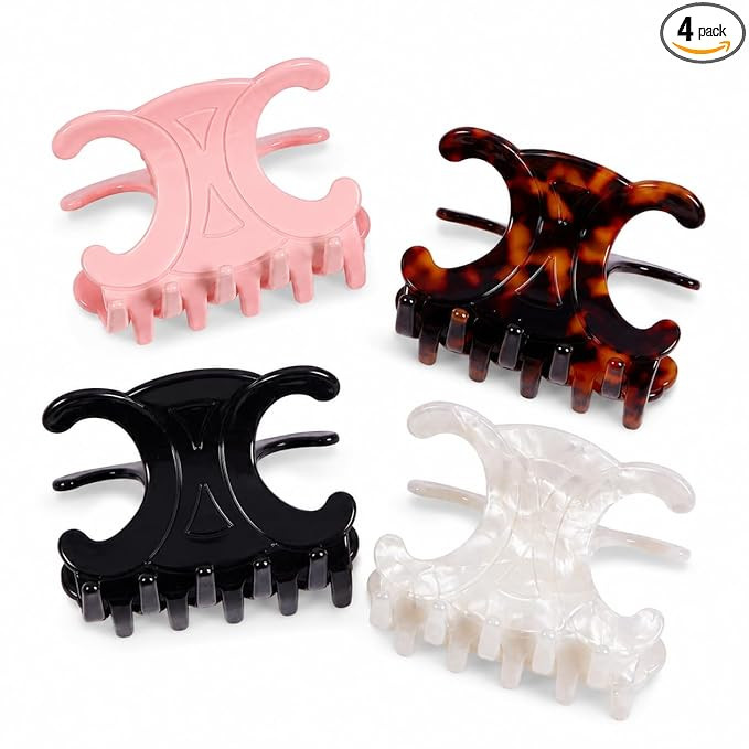 Premium durable acetate butterfly hair clips, 4 Pack. Medium Size Acetate Hair Claw Clips with Se... | Amazon (US)