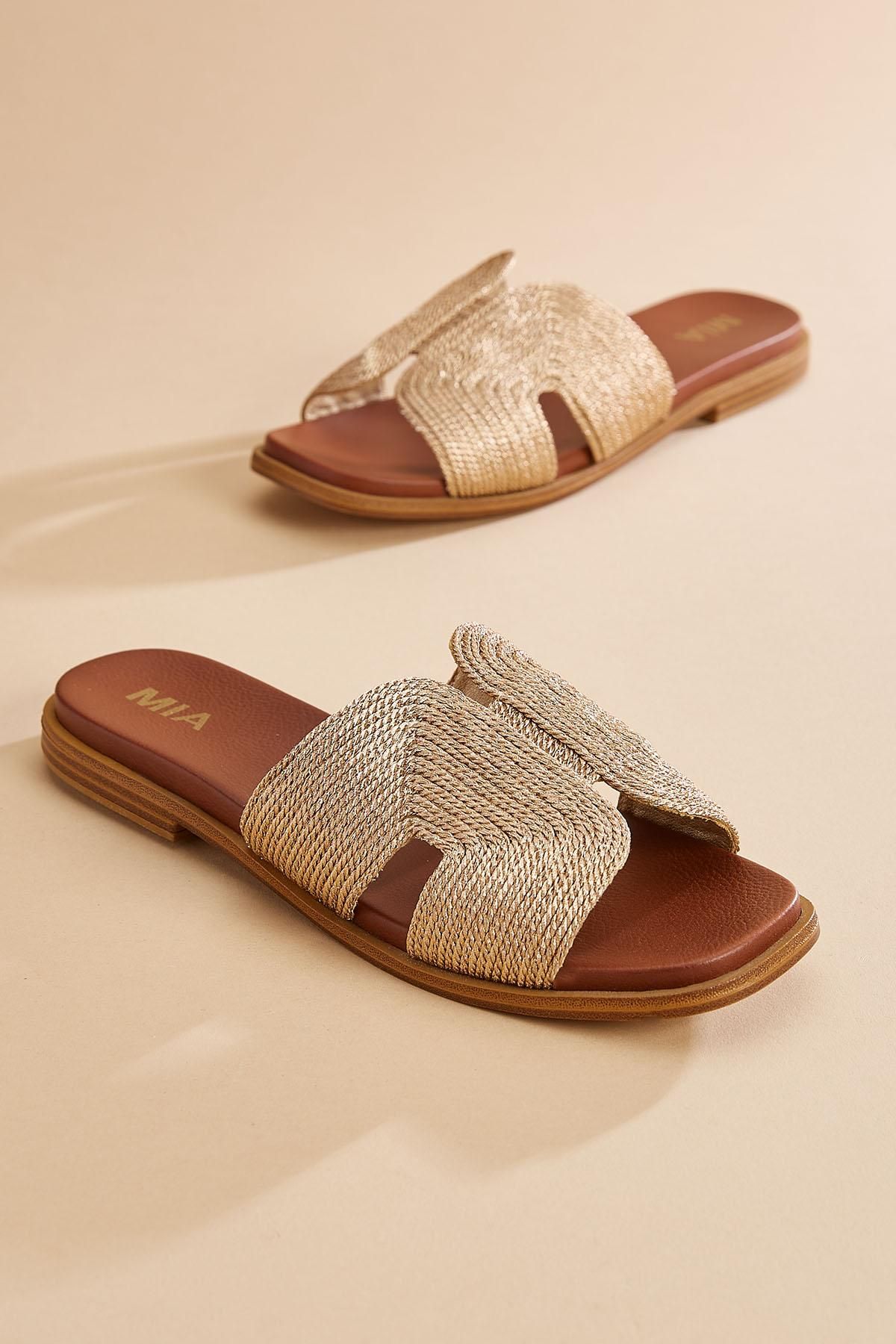 rose gold band sandals | Versona