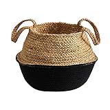 14in. Boho Chic Handmade Cotton & Jute Black Woven Basket Planter | Amazon (US)