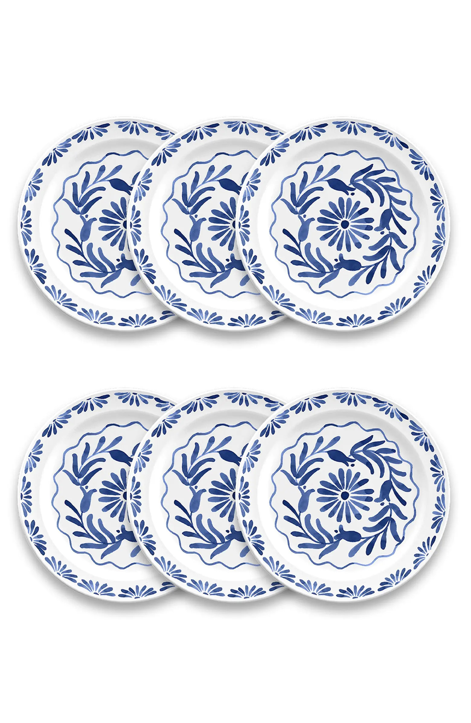 TarHong Set of Six Azul Melamine Plates | Nordstromrack | Nordstrom Rack