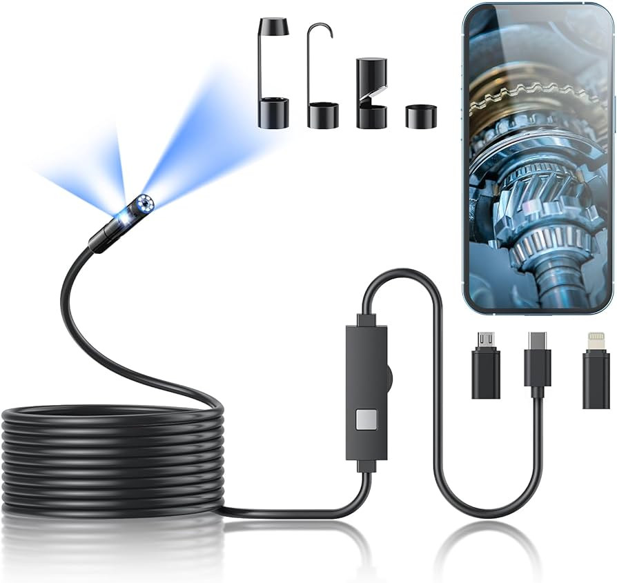 Endoscope Camera with Light,1920P HD Borescope Tools with 8 Adjustable LED Lights, Endoscope with... | Amazon (US)
