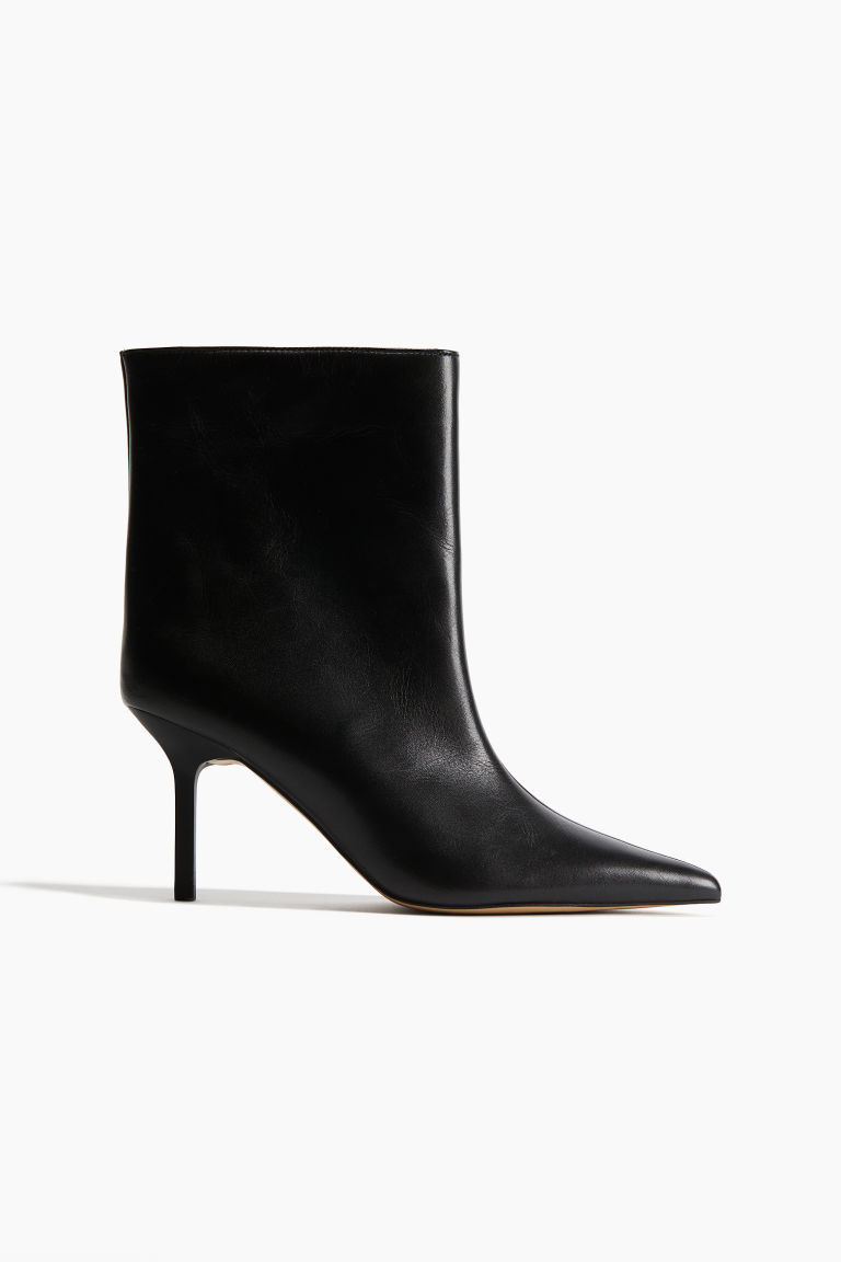 H & M - Pointed leather boots - Black | H&M (UK, MY, IN, SG, PH, TW, HK)