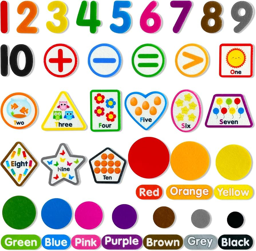 PENGFULL Felt Learning Numbers,44 Felt Flannel Board Pieces,Math Addition and Subtraction Colors ... | Amazon (US)