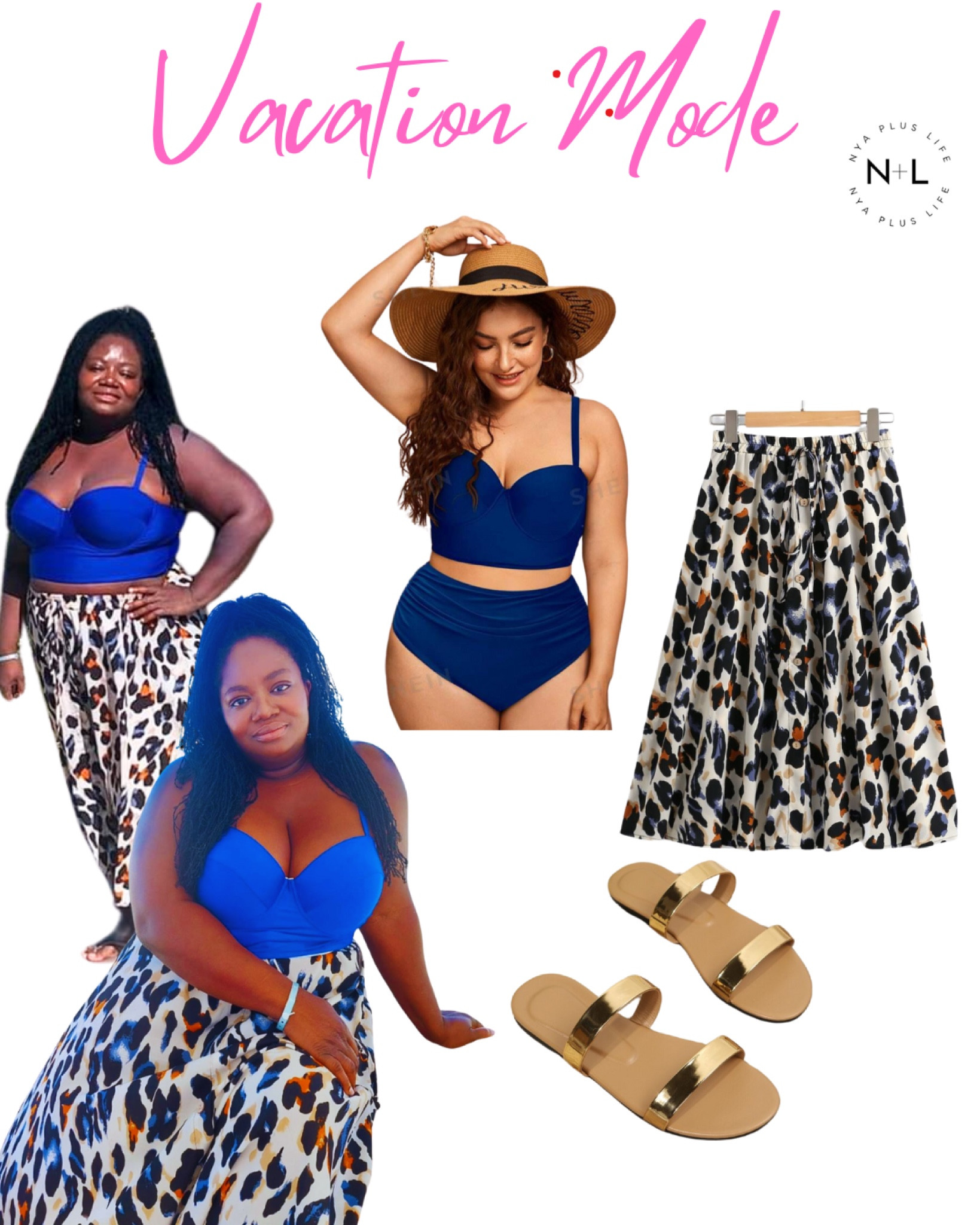 Vacation outfit, plus size bathing suits, gold sandals, royal blue bikini

#LTKstyletip #LTKtravel #LTKfindsunder50