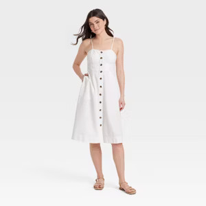 Women's Corset Linen Midi A-Line Dress - Universal Thread™ White S: Backless, Spaghetti Straps,... | Target