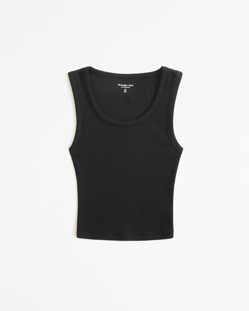 Abercrombie & Fitch Women's Essential High Scoopneck Rib Tank in Black - Size XXS | Abercrombie & Fitch (US)