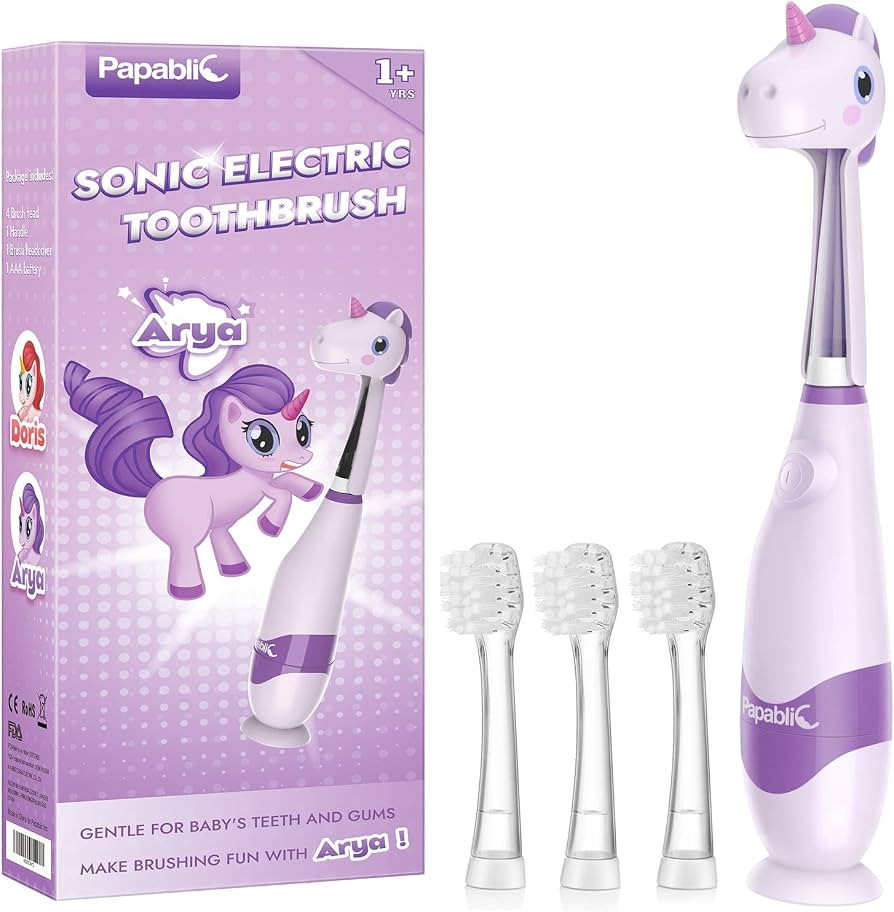 Papablic Baby Sonic Electric Toothbrush, Toddler Toothbrush for Ages 1-3 Years with Cute Unicorn ... | Amazon (US)