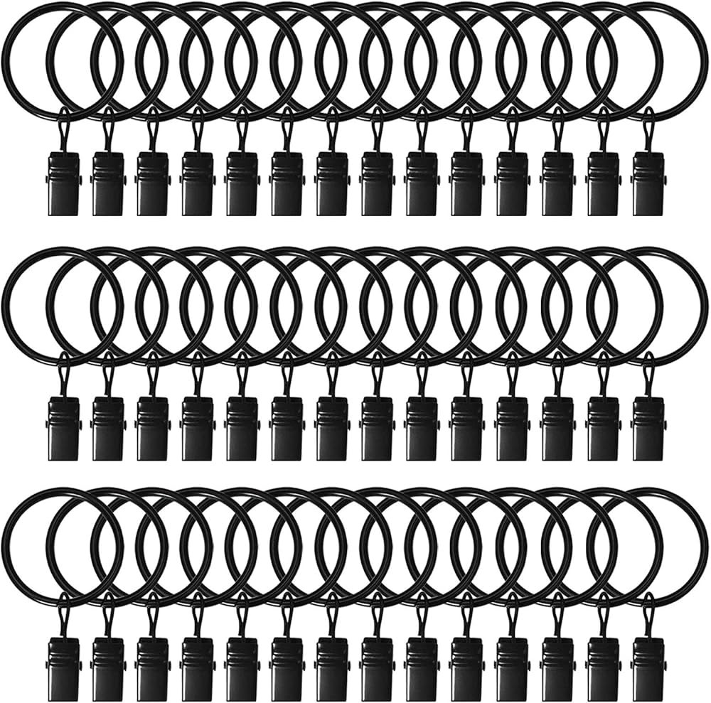42 Pack Curtain Rings with Clips 1.26" Interior Diameter,Metal Drapery Ring with Clips Compatible... | Amazon (US)