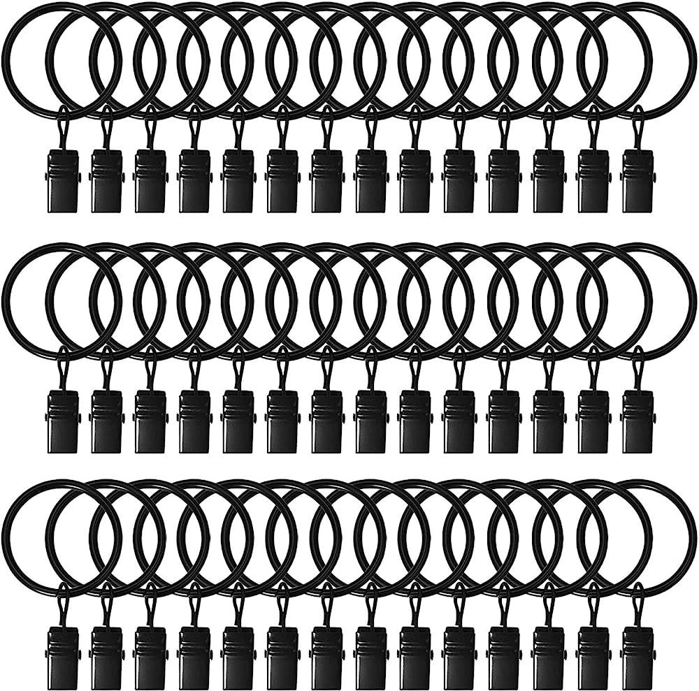 42 Pack Curtain Rings with Clips 1.26" Interior Diameter,Metal Drapery Ring with Clips Compatible... | Amazon (US)