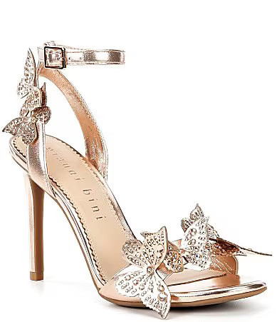 Gianni Bini Orlenna Metallic Leather Butterfly Ornamented Dress Sandals - 9 | Dillard's